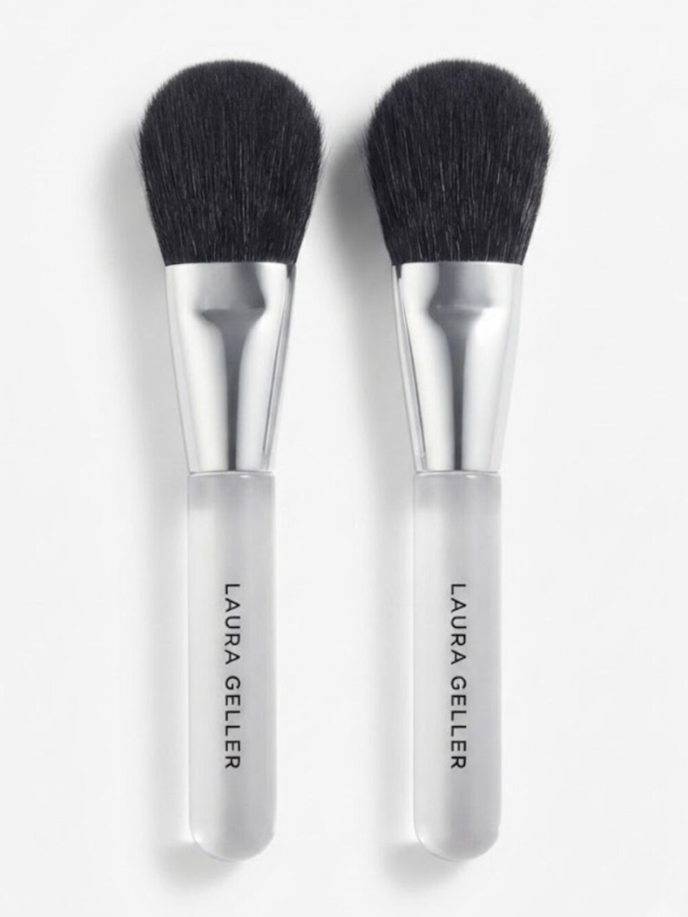 Laura Geller Mini Makeup Brushes Set of 2 Clear Handles  BRAND NEW